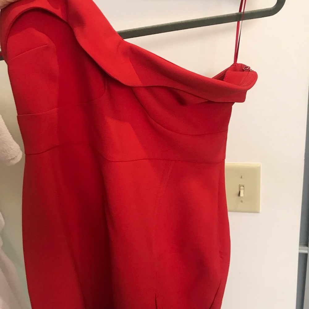 Likely red strapless dress size 4.   Worn twice - Picture 3 of 4